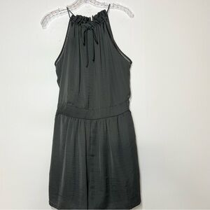 NY&C Womens Romper Halter Keyhole Tie Back  Halter Waist Pockets Size M Gray NWT